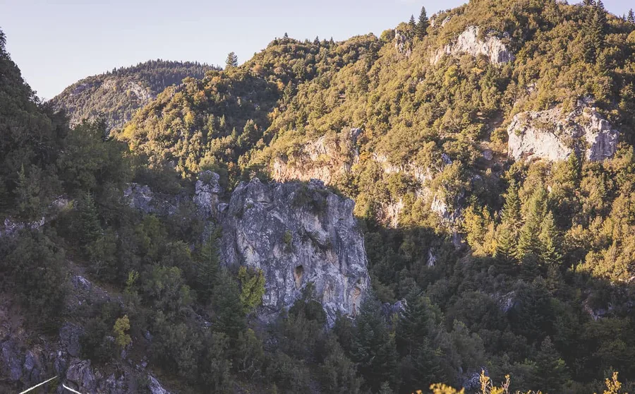 Rocky slopes above the river