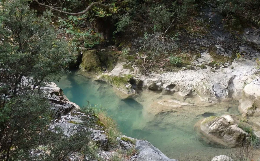 Turquoise water in a rock pool