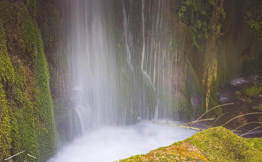 A waterfall into a pool