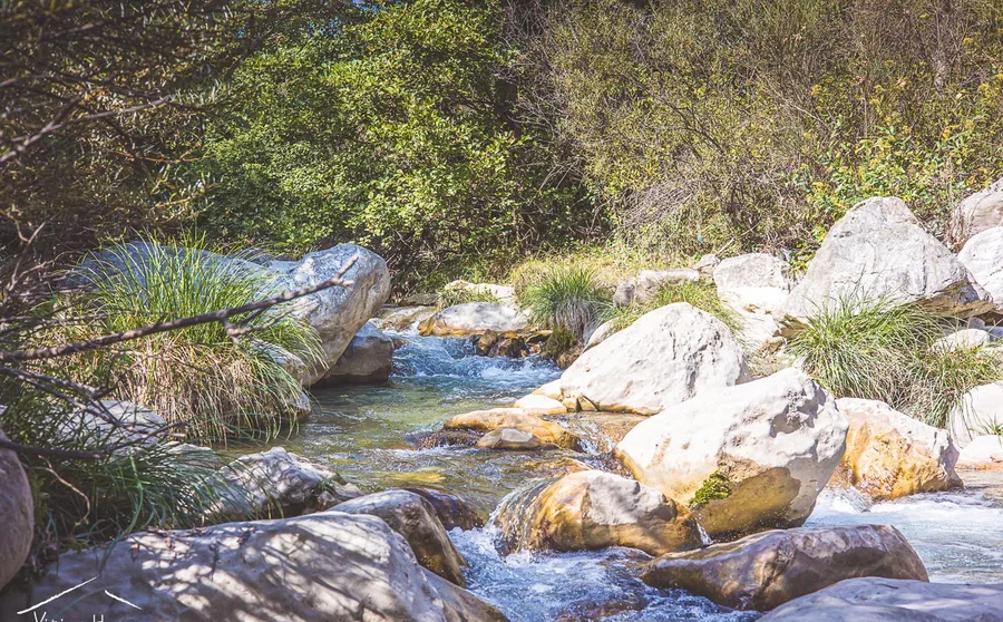 Clear water between rocks