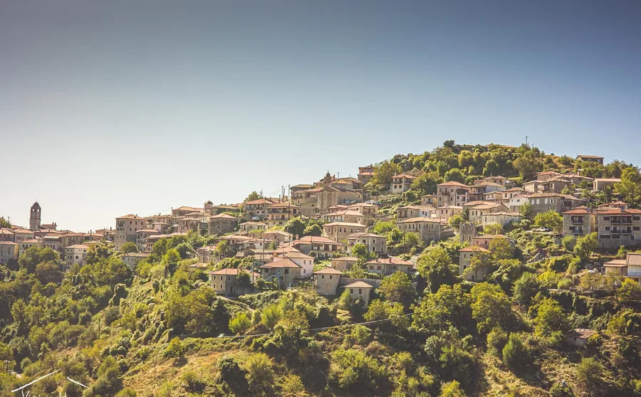 A hill village across the valley