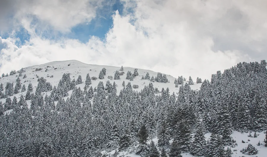 Snowy slopes below the summit