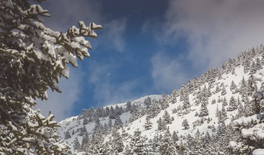 Blue sky above a snowy slope