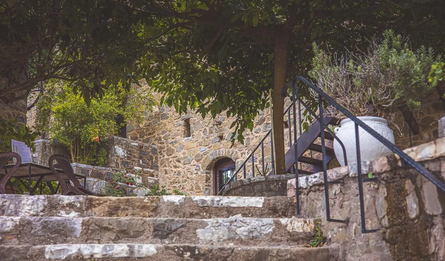 Stone steps beside an old building